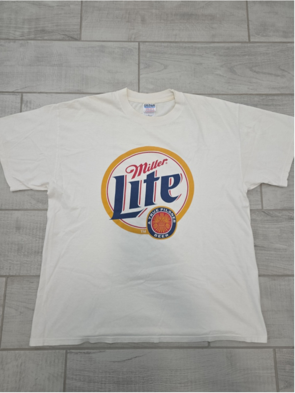 Vintage Gildan Miller Light White Shirt Size XL
